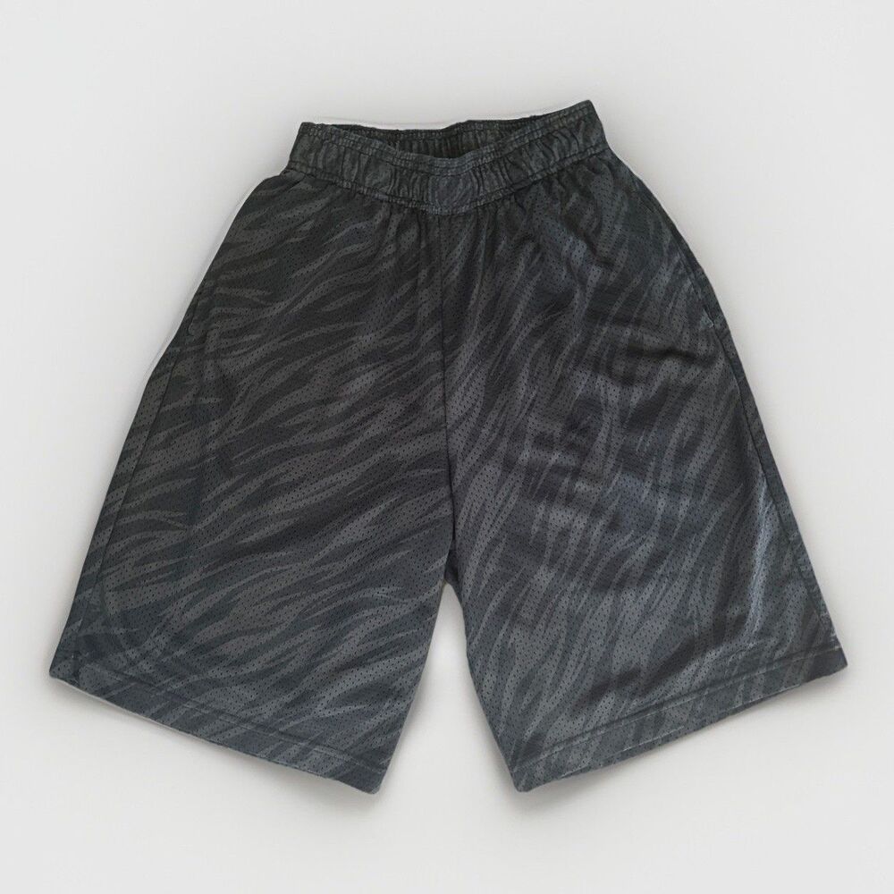 Men’s City Streets Tiger Print Mesh Gray Basketball Shorts Size S 10in inseam